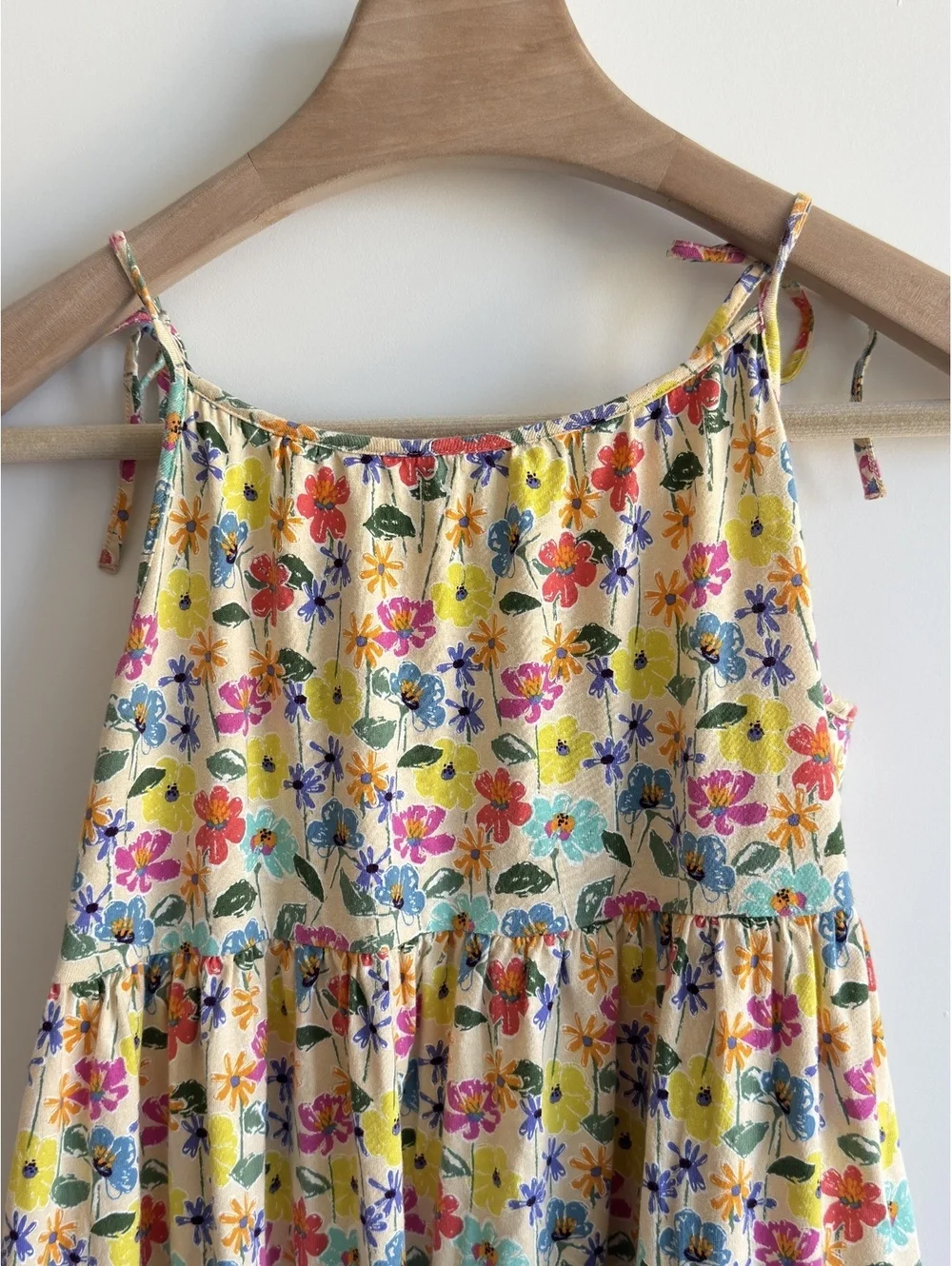 Tea Collection Girls Size 14 Floral Tiered Cotton Dress Tie Straps Boho